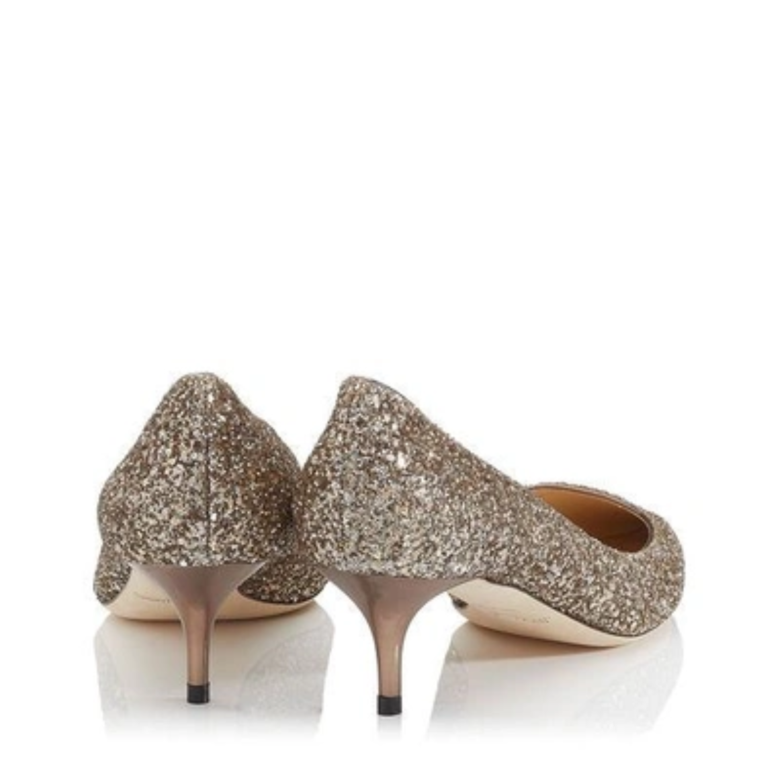 Pre-owned Jimmy Choo Women's Aza Antique Gold Shadow Coarse Glitter Fabric Pump Size 38