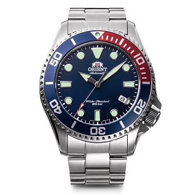Pre-owned Orient Sports Rn-ac0k03l Pepsi Color Mechanical Automatic Diver 200m Watch Men