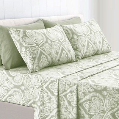 6 Piece Bed Sheets Microfiber Comfort Ultra Soft Deep Pocket Sheets Pillowcases