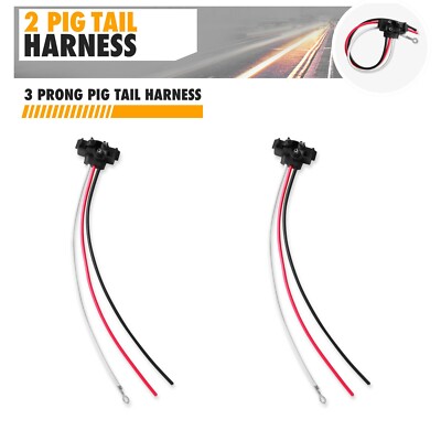 2x3 Prong Trailer Truck Light Pigtail for Sealed Round/Oval Stop Turn Tail Light