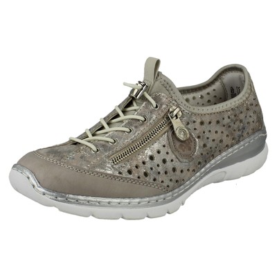 LADIES RIEKER L32P6-90 METALLIC SLIP ON SUMMER SHOES