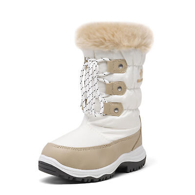 Kids Boys Girls Snow Boots Mid Calf Waterproof Zip Winter Warm Outdoor Ski Boots