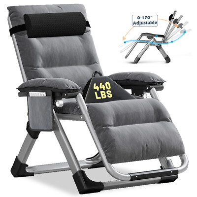 H&ZT Padded Zero Gravity LawnChair Anti Gravity Lounge Chair Adjustable Recliner