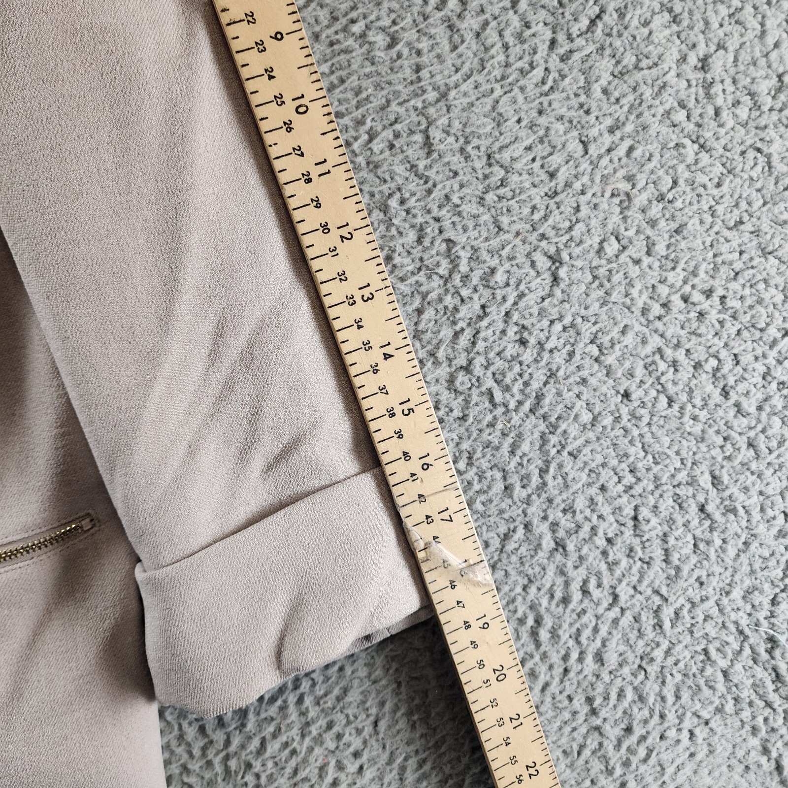 Kasper Pebbled Crepe Blazer Women's 14 Summer Straw Two Front Zip Pockets L/S - Picture 10 of 15