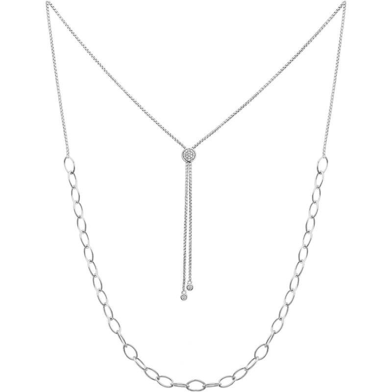 Collier Ras Du Cou Ã Maillons Ovales Rosato Rsoe35 Argent 925 Et Zircons
