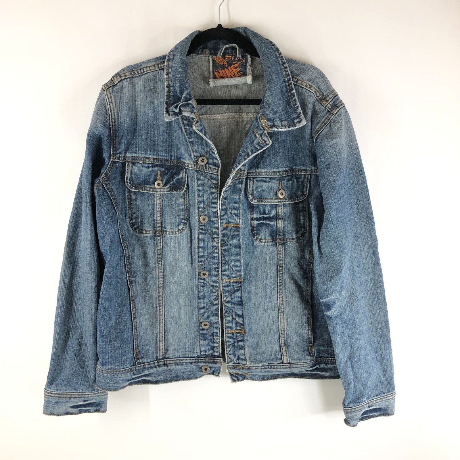 Nine 2 Nine Mens Vintage Denim Jacket Retro Trucker Cotton