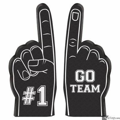 Number 1 Go Team Mini Foam Fingers Foam Party Favors, 12 CT, 5.125'', Black White