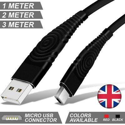Heavy Duty Braided Micro USB Cable Data Sync Charger Charging Lead For Android