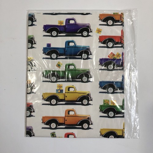 NEW Vintage Trucks Flat Gift Wrap 2 Sheets 8.33 sq ft American Greatings