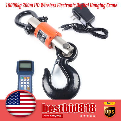 10000kg 200m HD Wireless Electronic Digital Hanging Crane Scale W/Handheld Meter