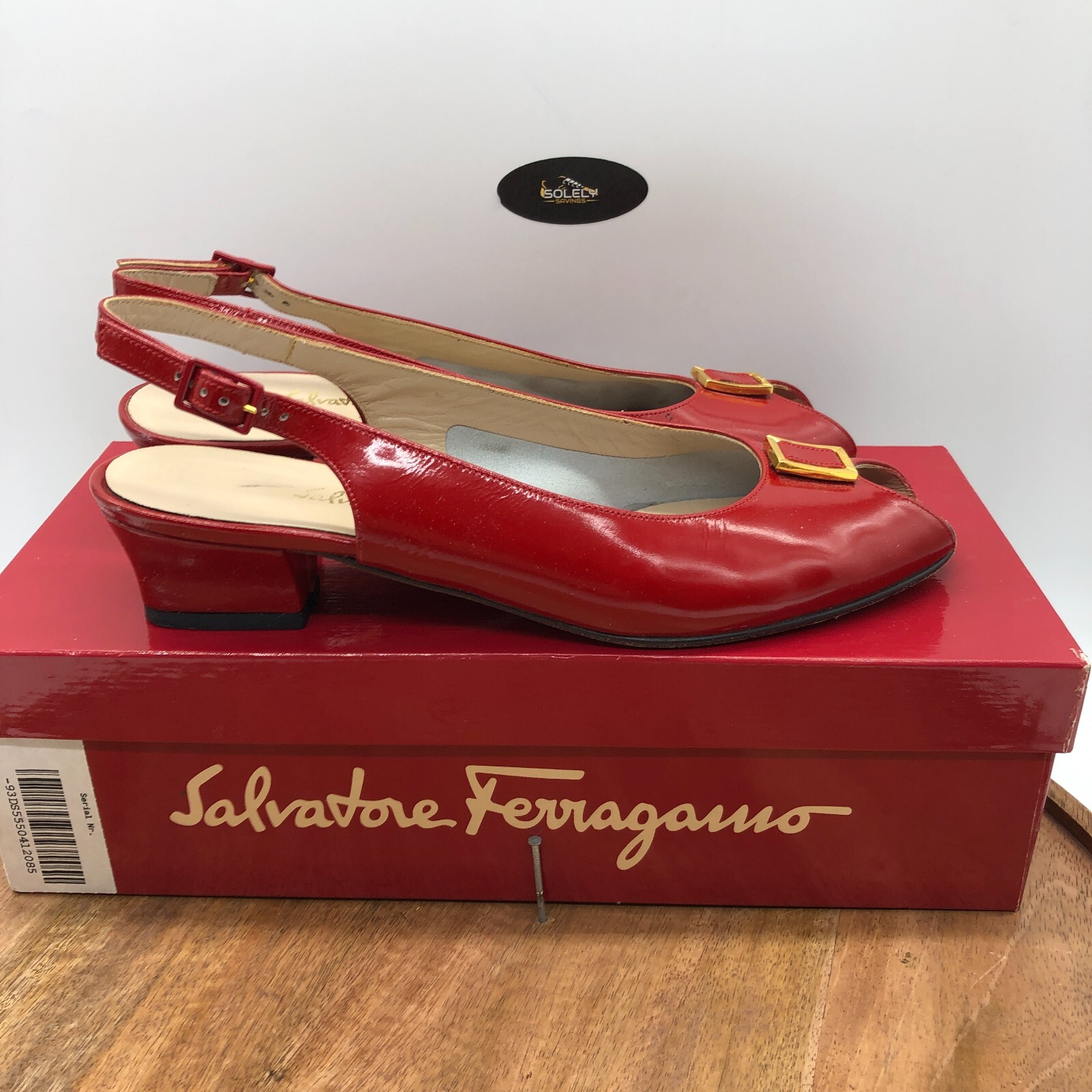 Salvatore Ferragamo Lillaz Vera Red Slingback Shoes Patent Salvatore Ferragamo Lillaz Vera Red Slingback Shoes Patent