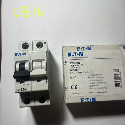 Eaton FAZ-C4/1N Circuit Breaker 1P+N, 4A, C, (NEW)