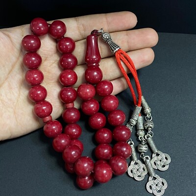33 Prayer Beads Islamic faturan cherry Amber Bakelite Rosary komboloi Tasbih
