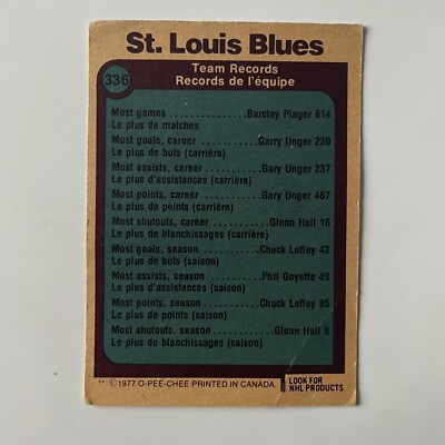 1977 O-Pee-Chee Hockey #336 St Louis Blues Logo