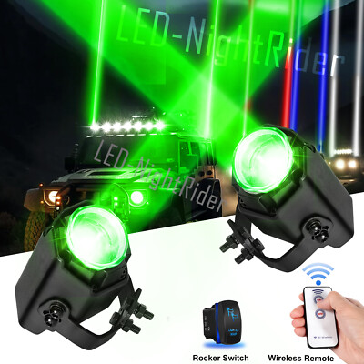 2X WHIPLESS LASER RGB LED Whip Lights Antenna Remote For Polaris RZR XP UTV ATV