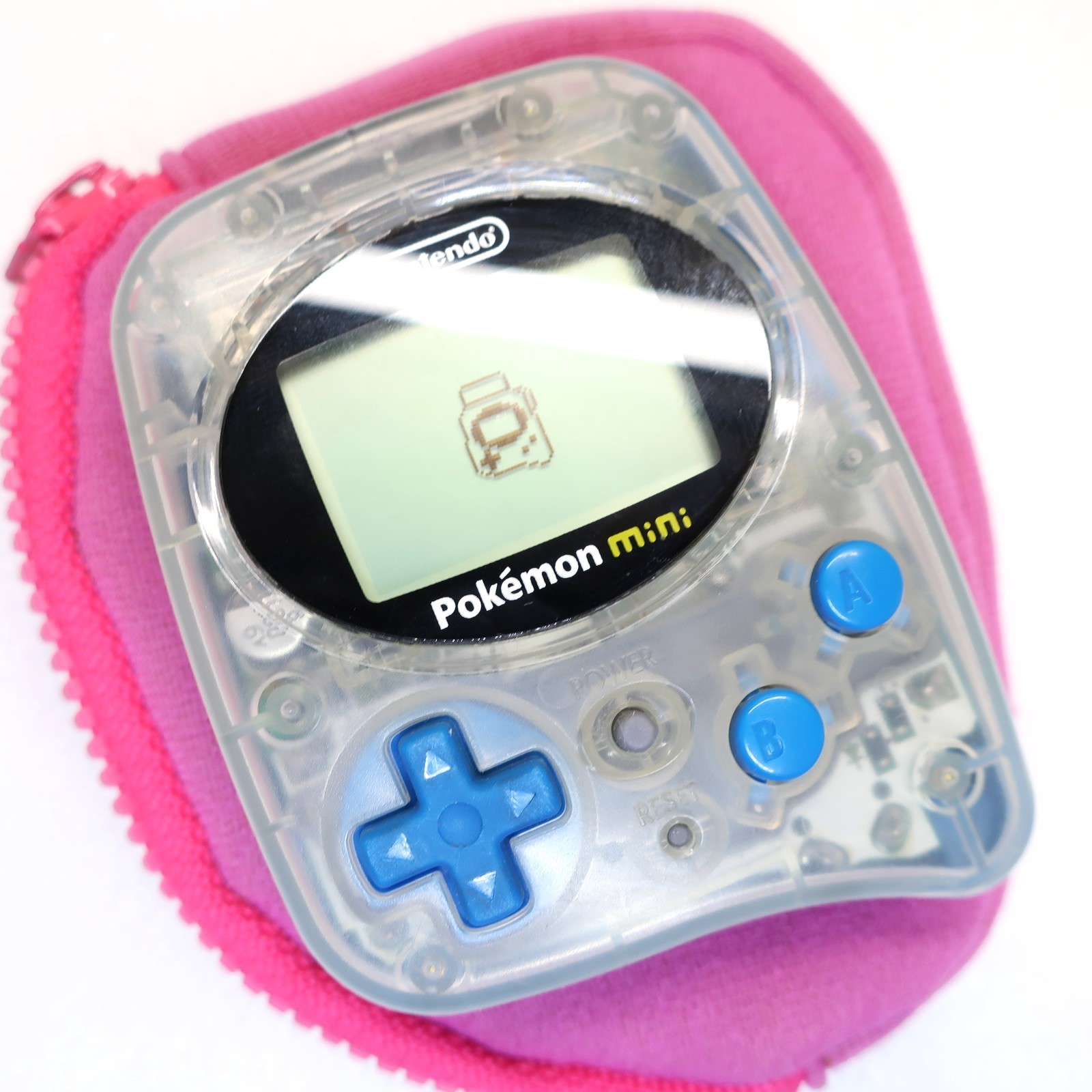 Pokemon Mini Console Blue MIN-001 w/ Official Pink Case