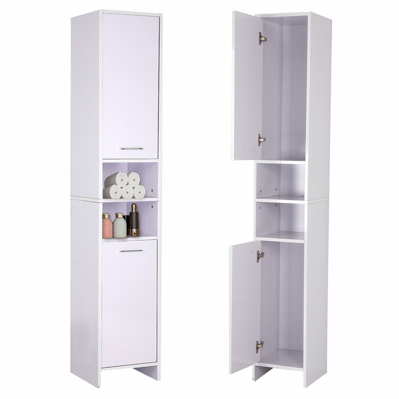 White Bathroom Cupboard Tall Cabinet Furniture Large Tallboy