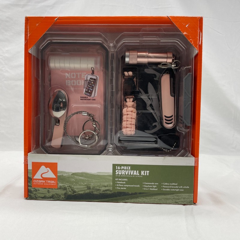 Ozark Trail 16-Piece Survival Kit Outdoor Camping Gear Pink