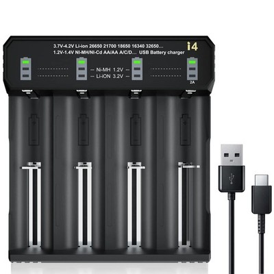 COSOOS 18650 Caricabatteria Smart, Caricabatteria Universale a 4 Slot con