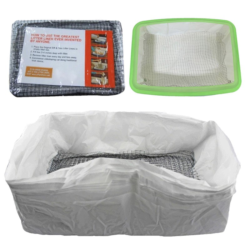 Cat Litter Bags Liners 10Pcs Drawstring Sifting Cat Litter Bags with Filter Net