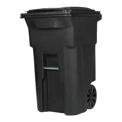 64 gallon black garbage can with wheels and lid