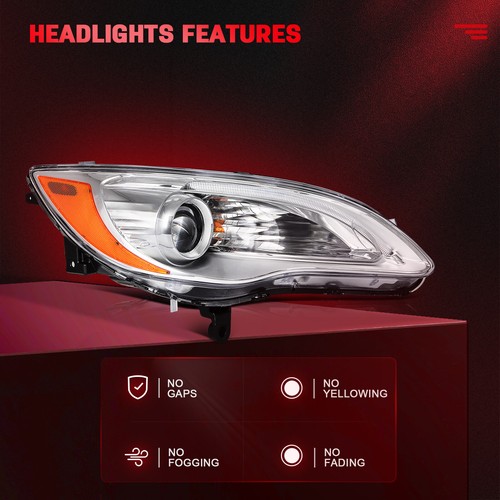 Headlights Assembly For 2011-2014 Chrysler 200 Chrome Housing w/LED DRL Pair