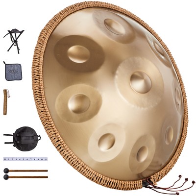 Handpan Drum 22 in 9 Notes D Minor Steel Hand Drum with Mallets for Adult