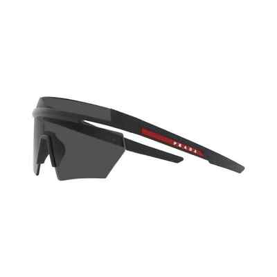 Pre-owned Prada Linea Rossa Ps 01ys 1bo06f Matte Black Dark Grey Lens Shield Sunglasses In Gray