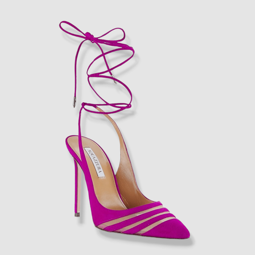 Pre-owned Aquazzura $795  Women's Purple Unfaithful Strappy Pumps Heel Shoes 37.5 Eu/7.5 Us