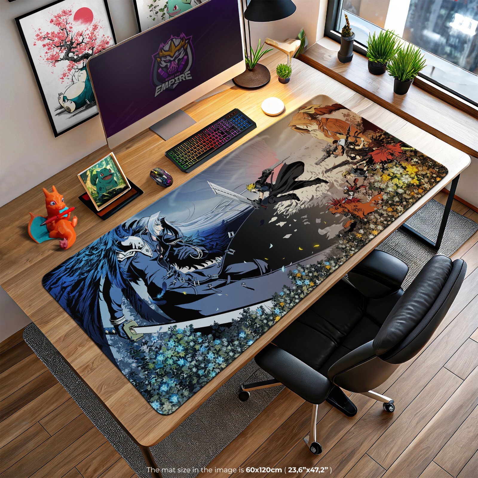 Final Fantasy VII Mouse Pad, Gaming Desk Mat with Cloud and