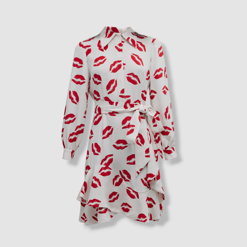 Pre-owned Libertine $2750  Women's White Kate Bisou-print Belted Shirtdress Size M