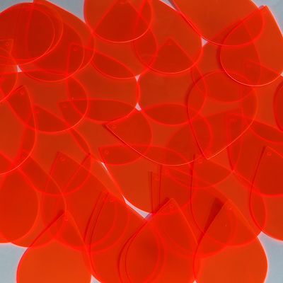 Teardrop Vinyl Shape 1.5'' Orange Go Go Fluorescent Edge Glow