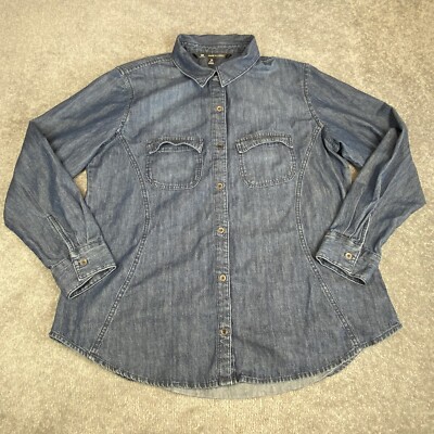 Lee Riders Shaping Illusions Shirt Womens Extra Large Blue Denim Button Western