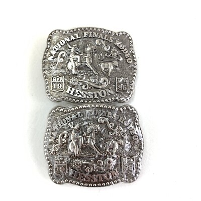 2 1985 Hesston National Finals Rodeo Belt Buckles Small Jr Junior Youth  New NOS