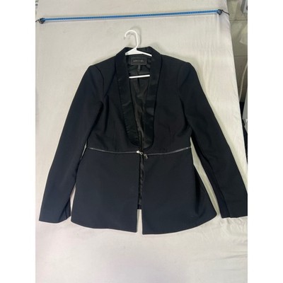 BCBGMAXAZRIA Womens Black Zip Front Blazer Jacket Size S
