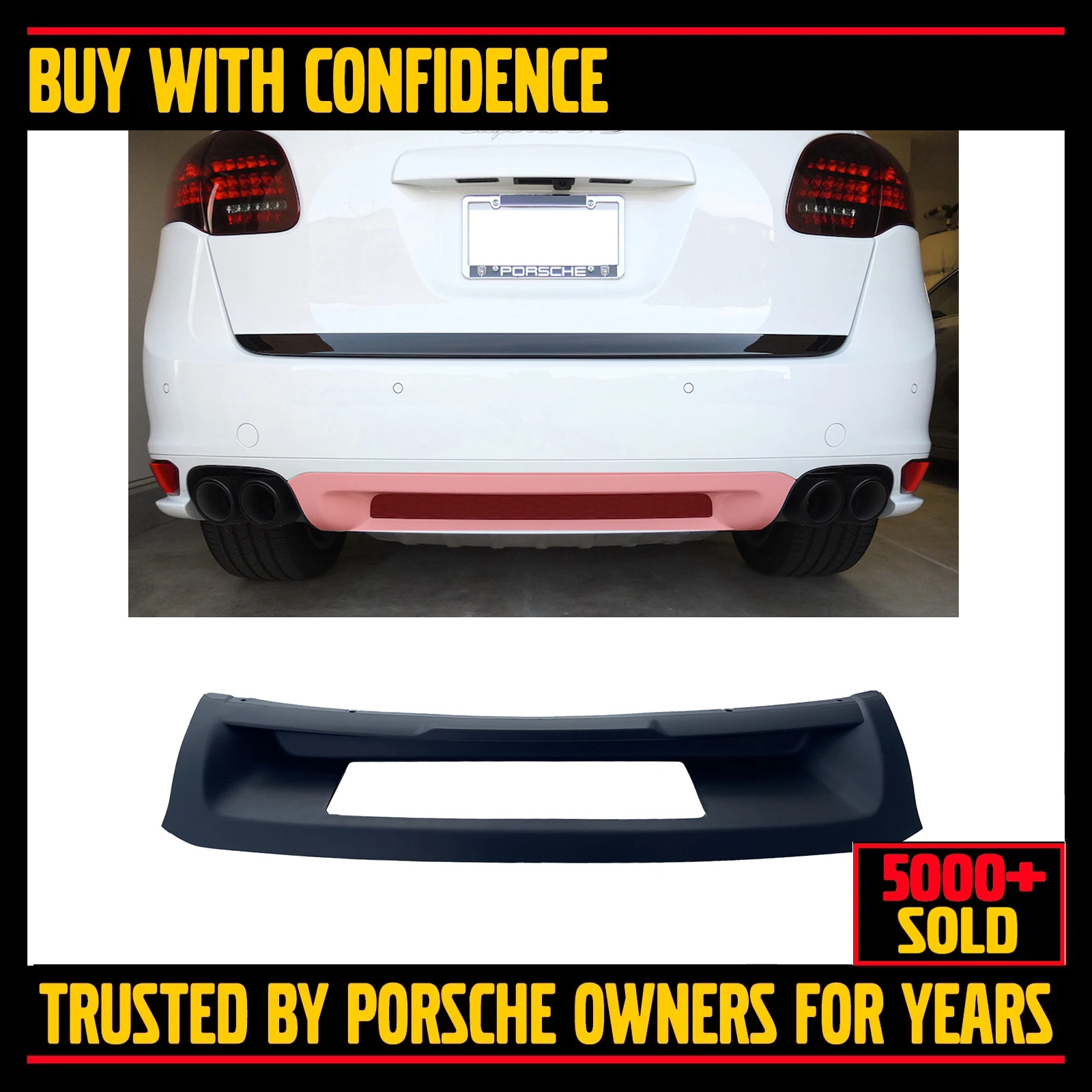 Porsche Cayenne 2011-14 Euro Style GTS Turbo Rear Bumper Spoiler Valance Trim