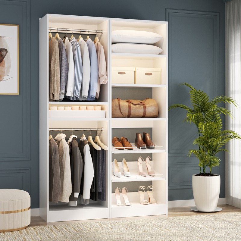 Set of 3 Freestanding Closet System with Drawers and Shoe