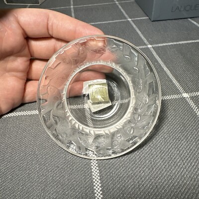VTG LALIQUE IRENE PATTERN ART DECO FROSTED TRINKET DISH 3.5'' SPARROWS BIRDS