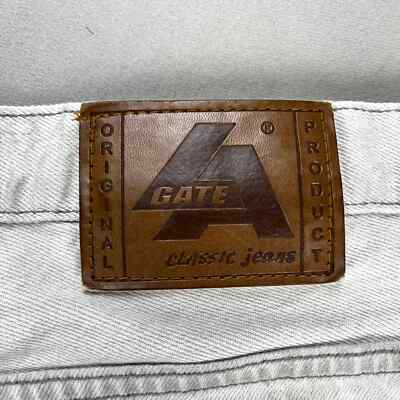 Vintage LA Gate Jeans Mens 40 Gray Denim Baggy Fit Straight Leg Hip Hop Skater