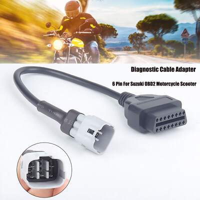 1Pc OBD2 6 Pin Diagnostic Plug Adapter For SUZUKI Motorcycle Scooter ATV Cable