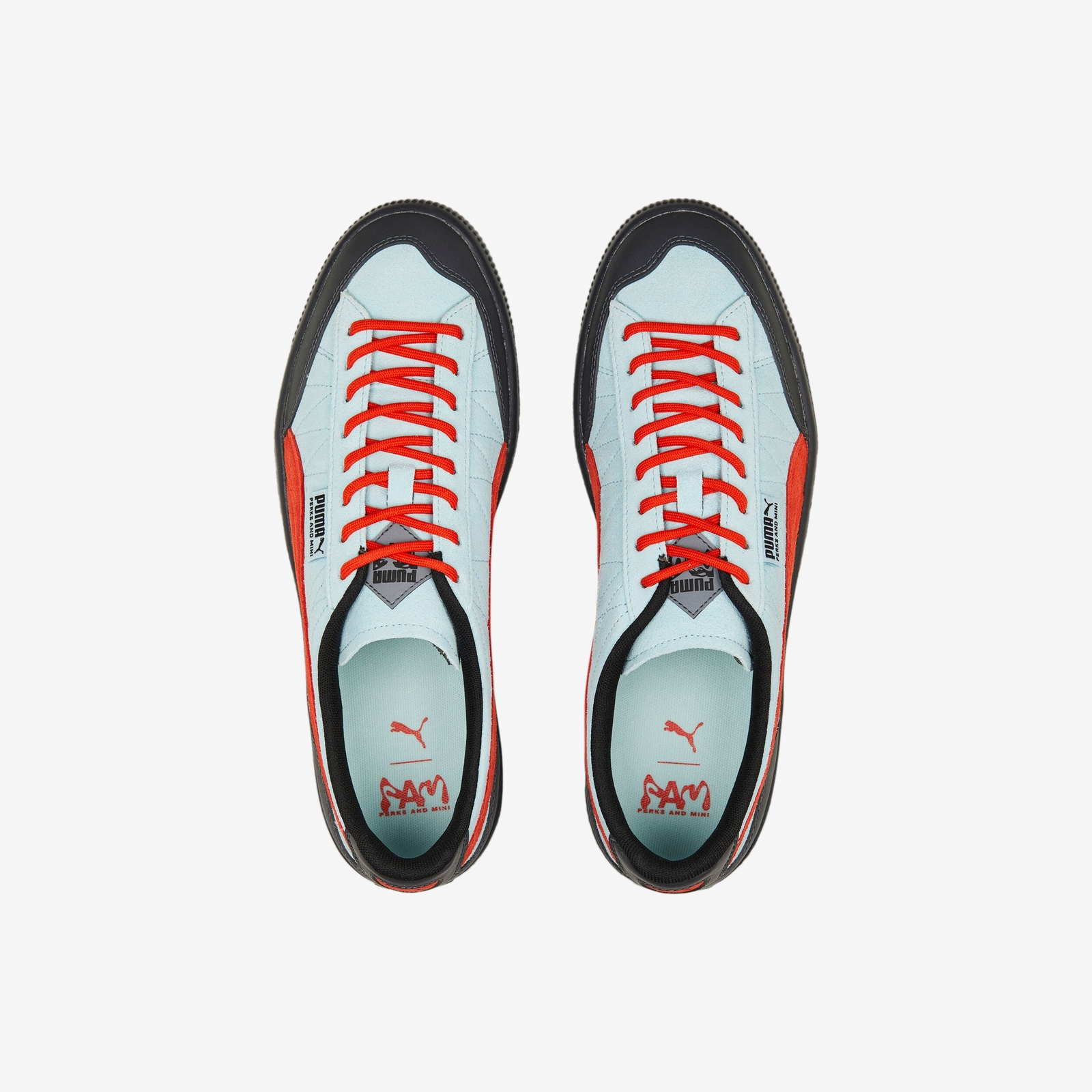 Pre-owned Puma 390450-01 P.a.m. / Perks And Mini ×  Clyde Rubber "light Aqua Warm Earth" In Blue
