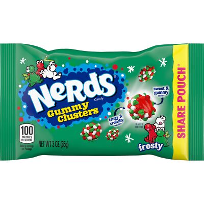 Nerds Frosty Gummy Clusters Share Pouch Holiday Nerds Red and Green Gummy Can...