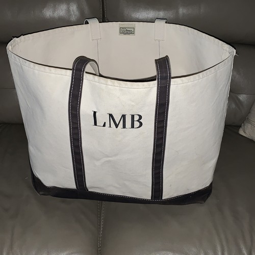Vintage 70s 80s L.L. Bean Boat And Tote Canvas Ivory & Blue