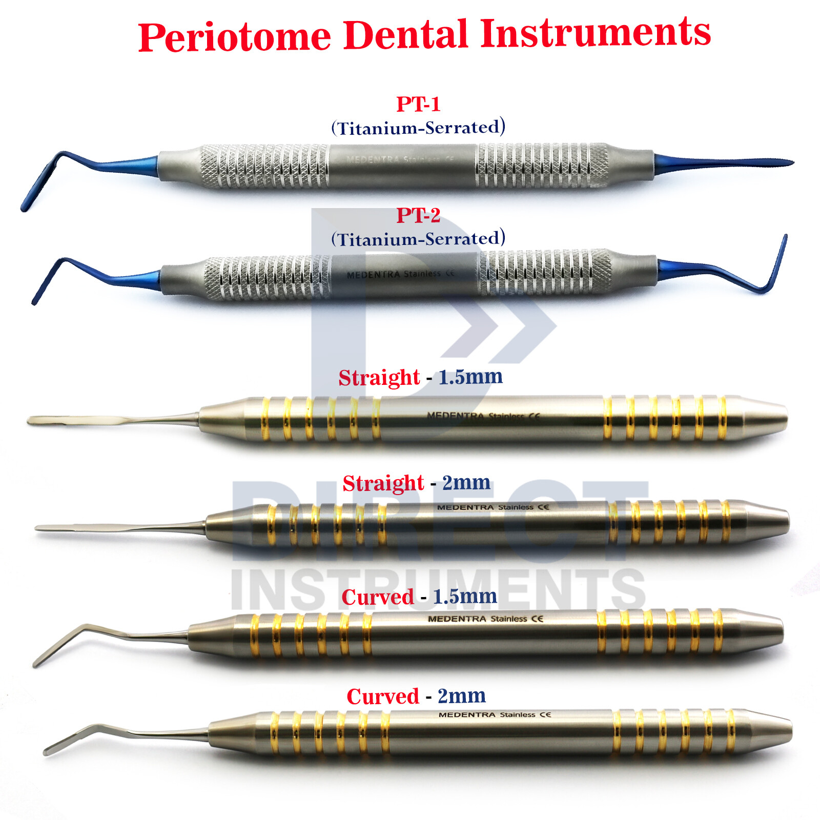 6Pcs Periotome Dental instrument Serrated Periodontal Ligament Knives