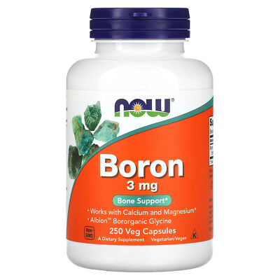 Now Foods Boron 3 мг, 250 капсул, гарантированное качество GMP
