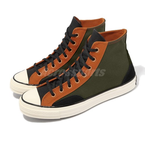 Мужские повседневные туфли унисекс Converse Chuck 70 Court Dark Army Green Orange 171685C