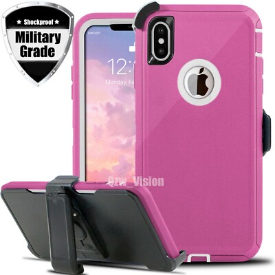 For Apple iPhone X XR XS Max Shockproof Hard Rugged Case Cover With Belt Clip 