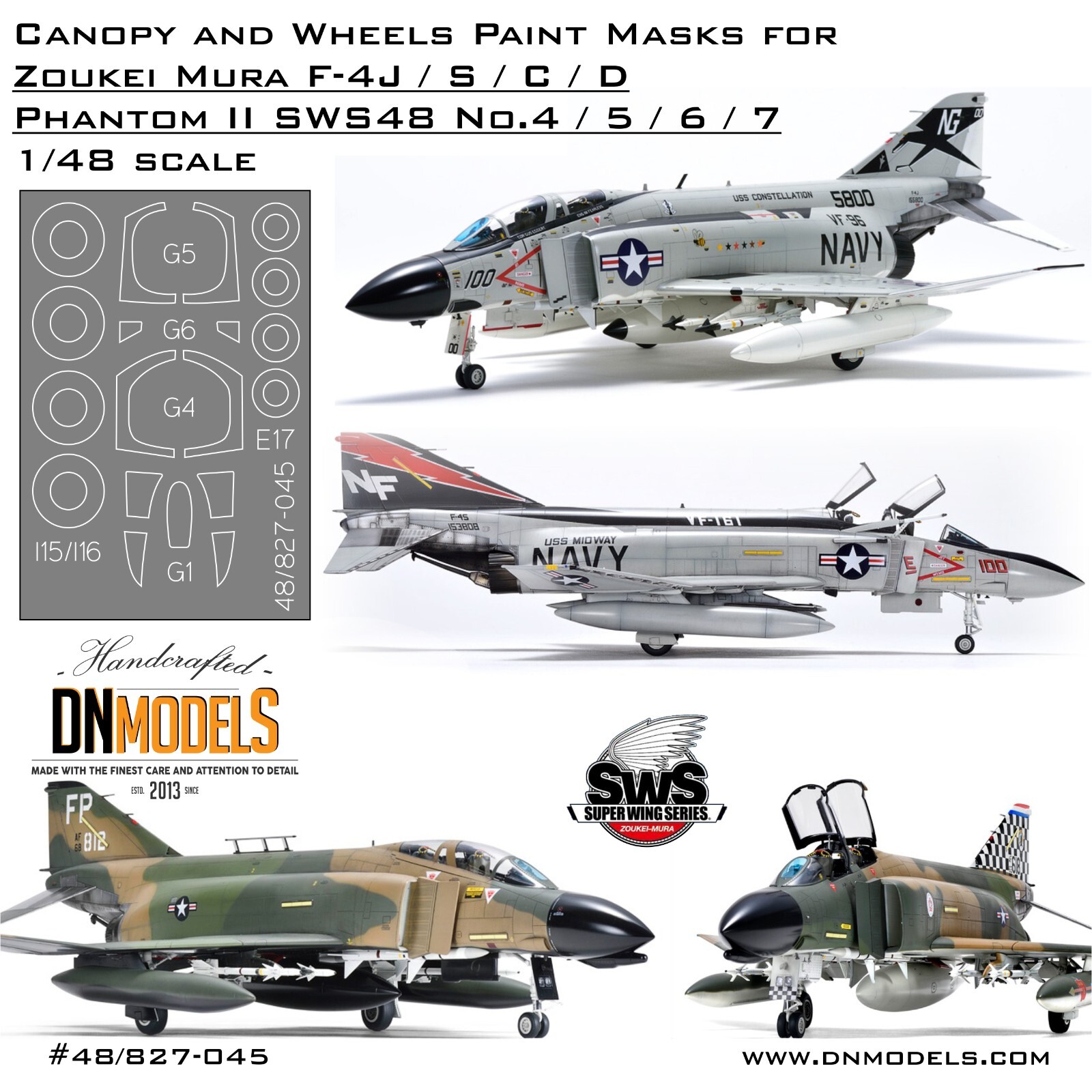 Canopy &Wheels Paint Masks F-4 J/S/C/D Phantom II 1/48