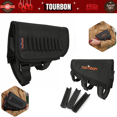 TOURBON Shooting Cheek Riser Rest Gun Butt Ammo Holder 30-06 45-70 Bullets Carry
