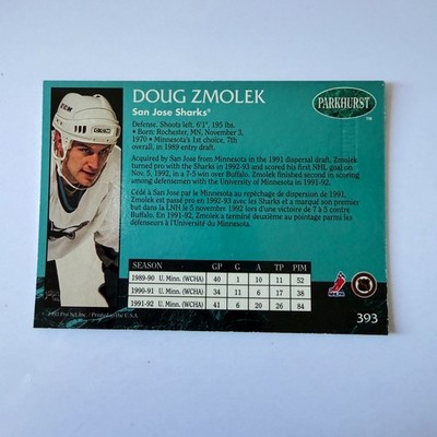 1992 Parkhurst Hockey #393 Doug Zmolek RC Emerald Ice
